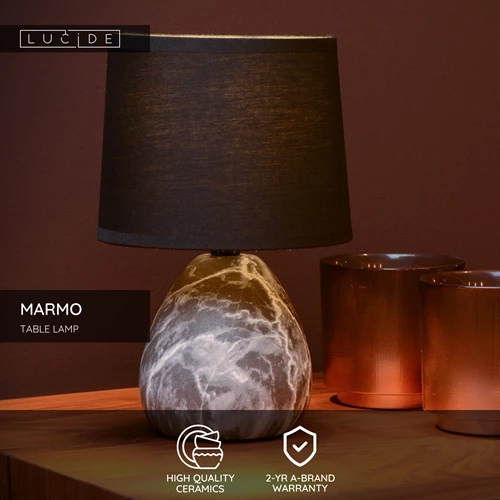 Lucide MARMO - Table lamp - Ø 16 cm - 1xE14 - Black - USP